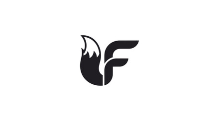 Monogram Logo Fusion, Letter F and Stylized Fox Tail Icon Design Concept Creation