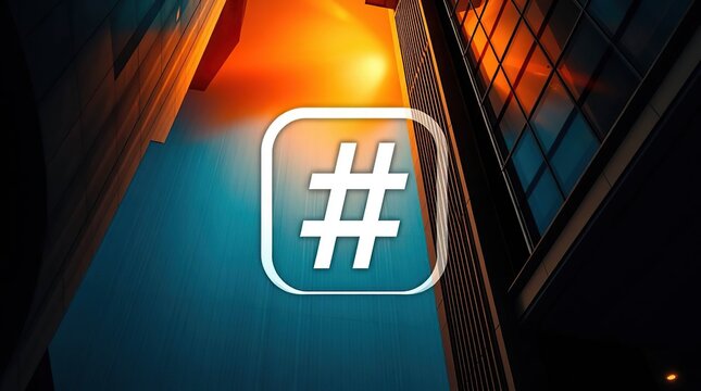 Urban Sunset Hashtag Symbol.