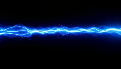 黒背景に走る青いプラズマのエネルギー波