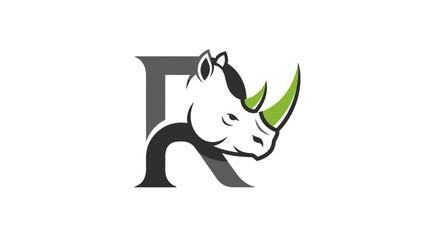Stylish R initial rhino logo design representing power and strength in vector format