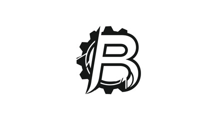 Industrialized letter B logo with gear mechanism design for engineering technology © Alis