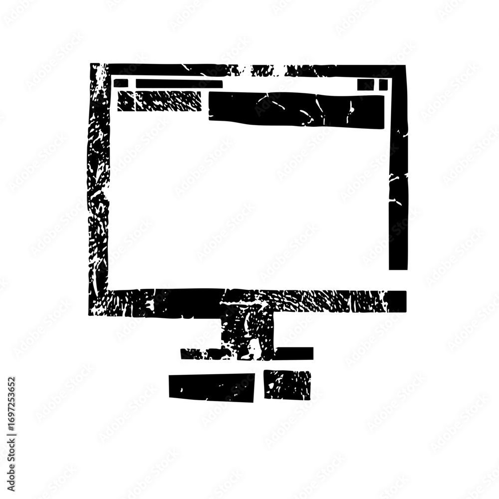 Poster vector minimalist computer monitor with a textured aesthetic.