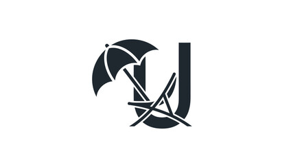 Letter U beach vacation logo combining relaxation and summer ambiance graphic design concept