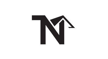 Monogram TN logo design with geometric roof shape for real estate or architecture firm