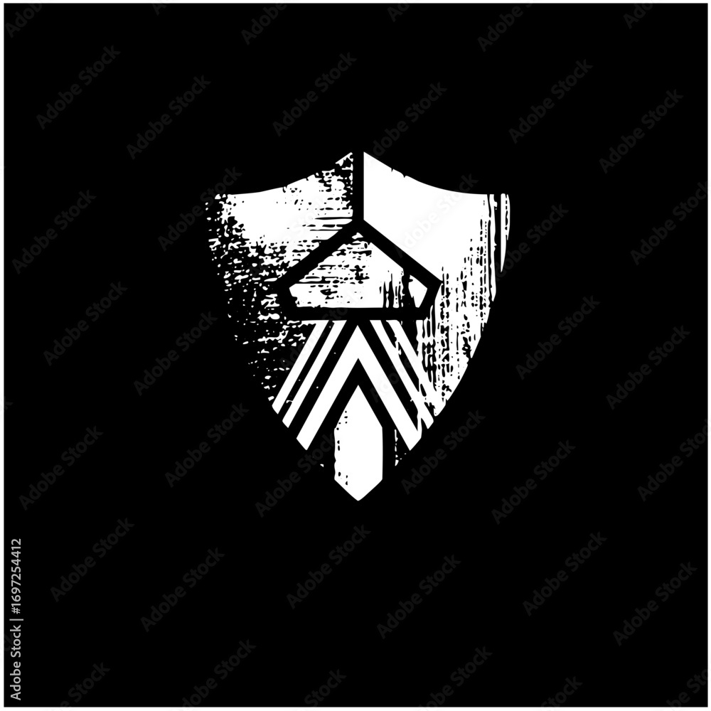 Poster vector abstract shield emblem with and distressed texture.