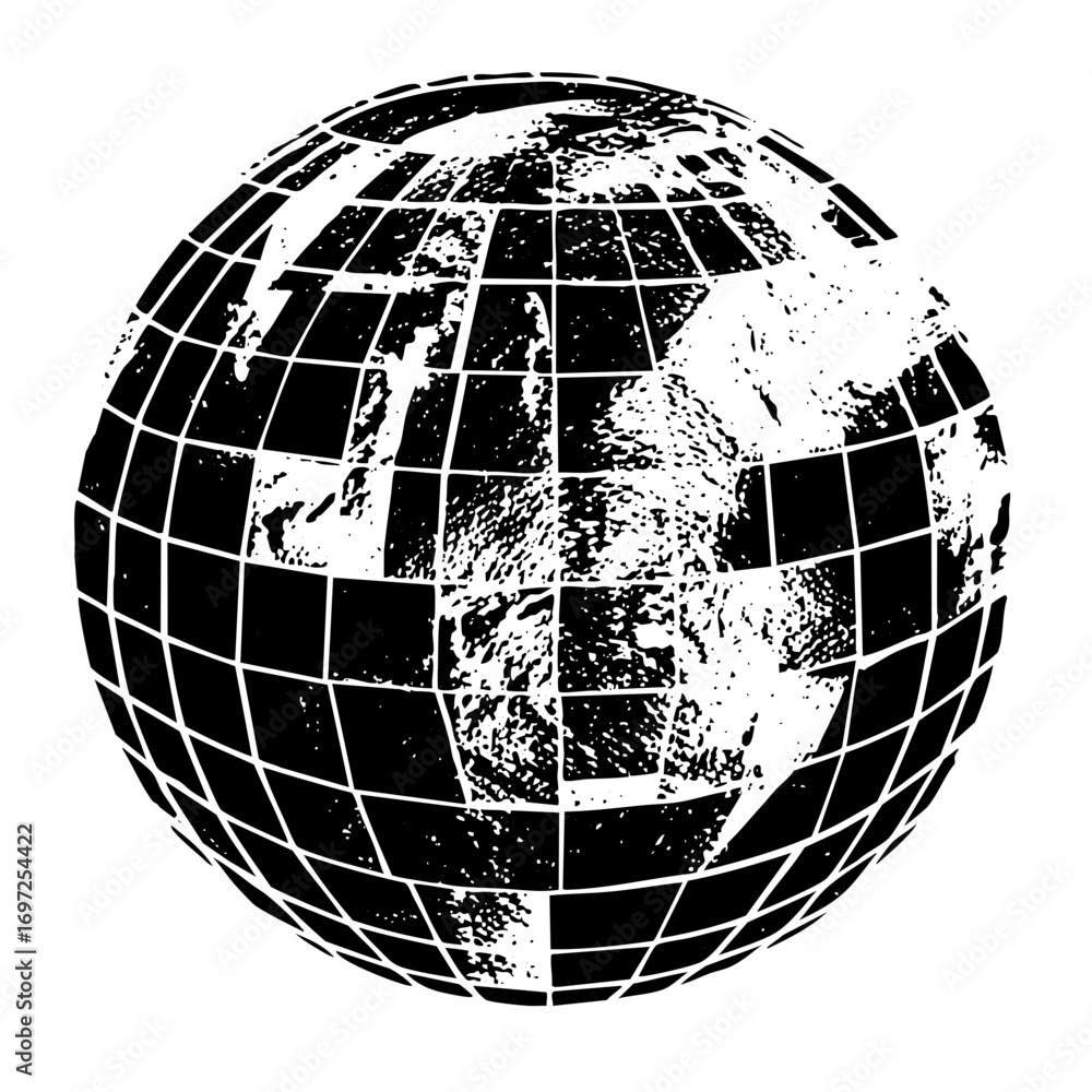 Poster vector geometric globe with grid lines