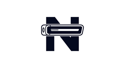 Letter N with a rectangular technological device for innovative concept creation logo