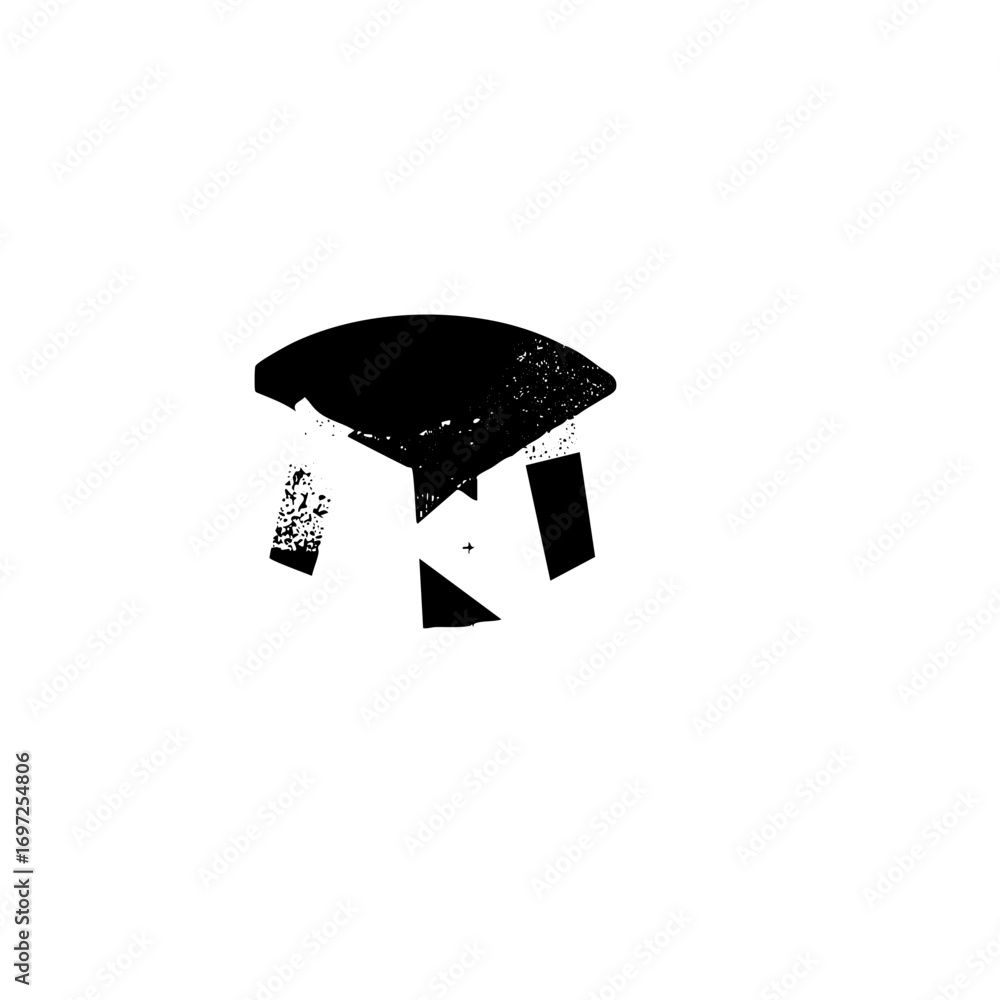 Poster vector abstract mushroom with a tiny airplane.