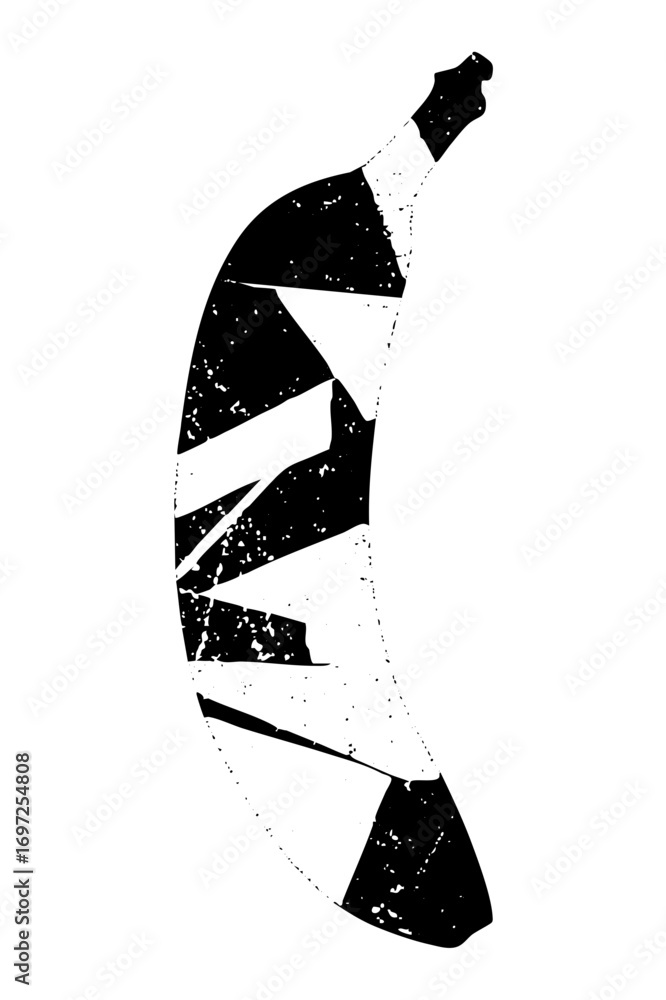 Poster vector abstract fragmented banana in monochrome.