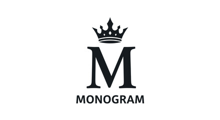 Elegant Initial M Monogram with Royal Crown for Branding and Design Projects