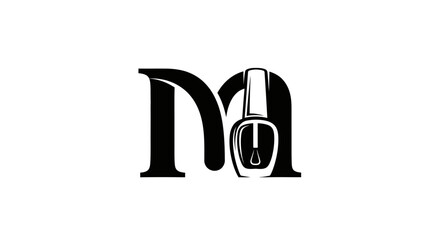 Elegant monogram logo showcasing letter M with integrated nail polish bottle element