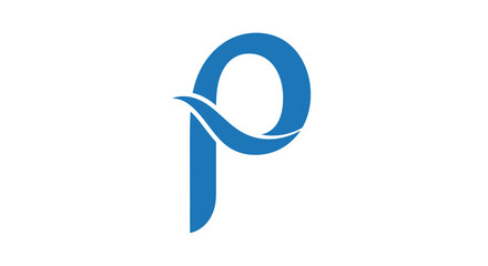 Elegant blue letter P monogram with fluid wave, ideal for brand identity and marketing materials