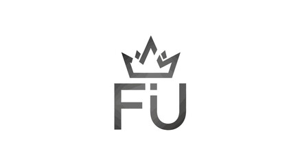 Sophisticated monogram of 'FU' with elegant crown illustration perfect logo design