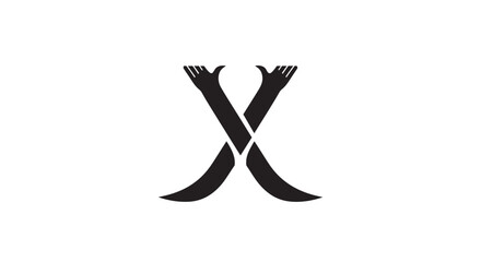 Abstract letter X illustration with upward facing arms conveying concepts like reach or aid