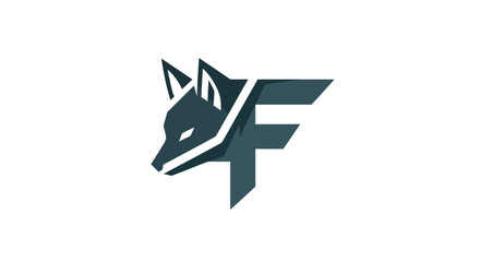 Geometric fox head merging with the letter F, modern logo concept with flat design