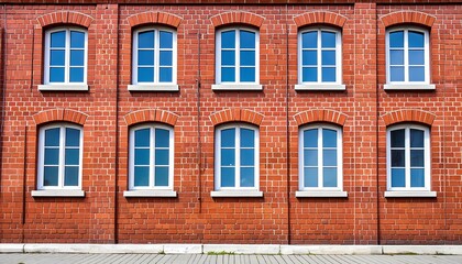 Fototapeta premium Red brick wall with arched windows