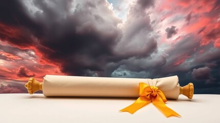 Vintage Scroll with Dramatic Sky.