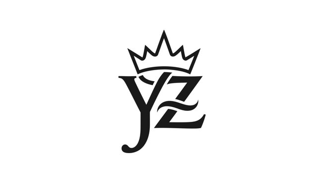 Elegant brand logo design featuring intertwined YZ initials and a regal crown emblem
