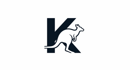 Bold letter K and kangaroo silhouette forming an elegant logo for australian theme design