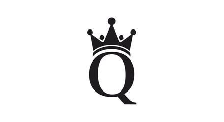 Elegant and regal initial Q logo design with a prominent crown above the letterform