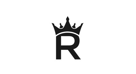 Regal Lettermark: A Monogram Logo with Crown and Initial R Symbolizing Royalty and Prestige