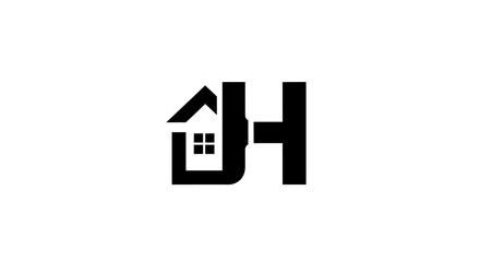Elegant real estate logo featuring house icon integrated with letter H typography creative home