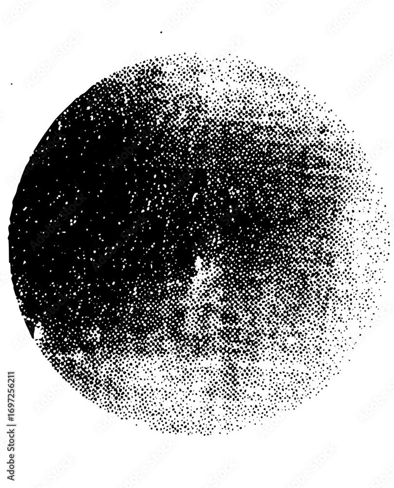 Poster vector abstract halftone circle split into dark and light sections