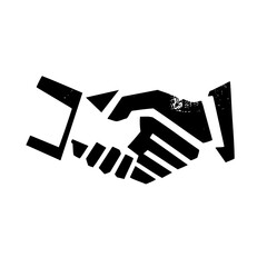 Vector Black handshake depicting agreement and partnership.