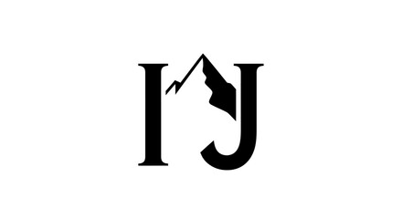 Abstract monogram of letters I and J combined with mountain peak representing nature and outdoors