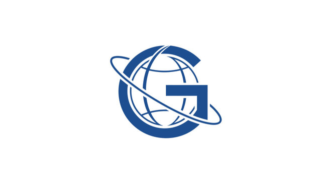 Modern global network vector logo with letter G, representing worldwide company symbol or