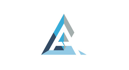 Abstract triangle formation logo design with modern blue and grey geometric layered shapes for