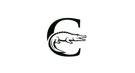 Alligator silhouette within the letter C creating a unique and striking visual emblem