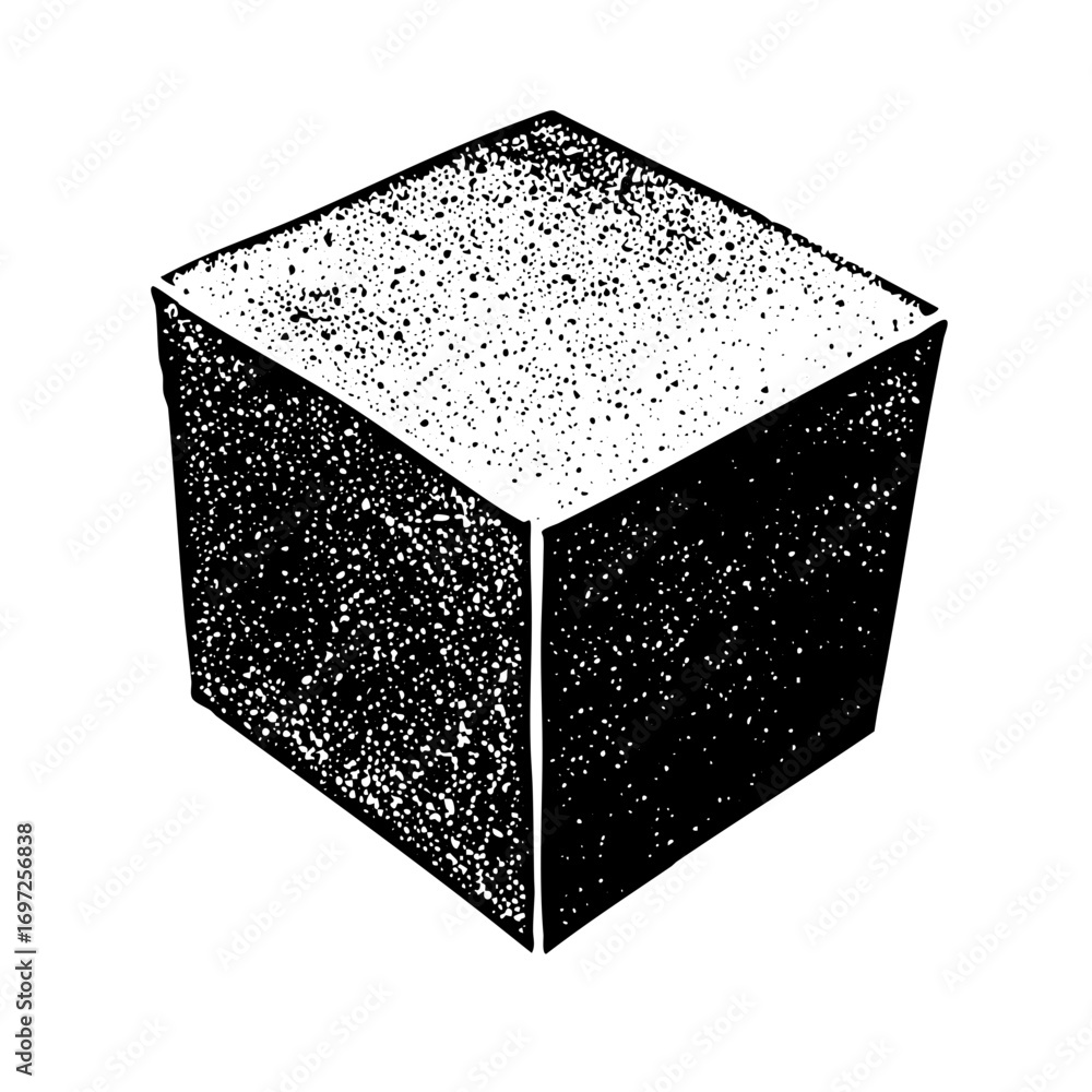 Aufkleber vector isometric cube with speckled texture.