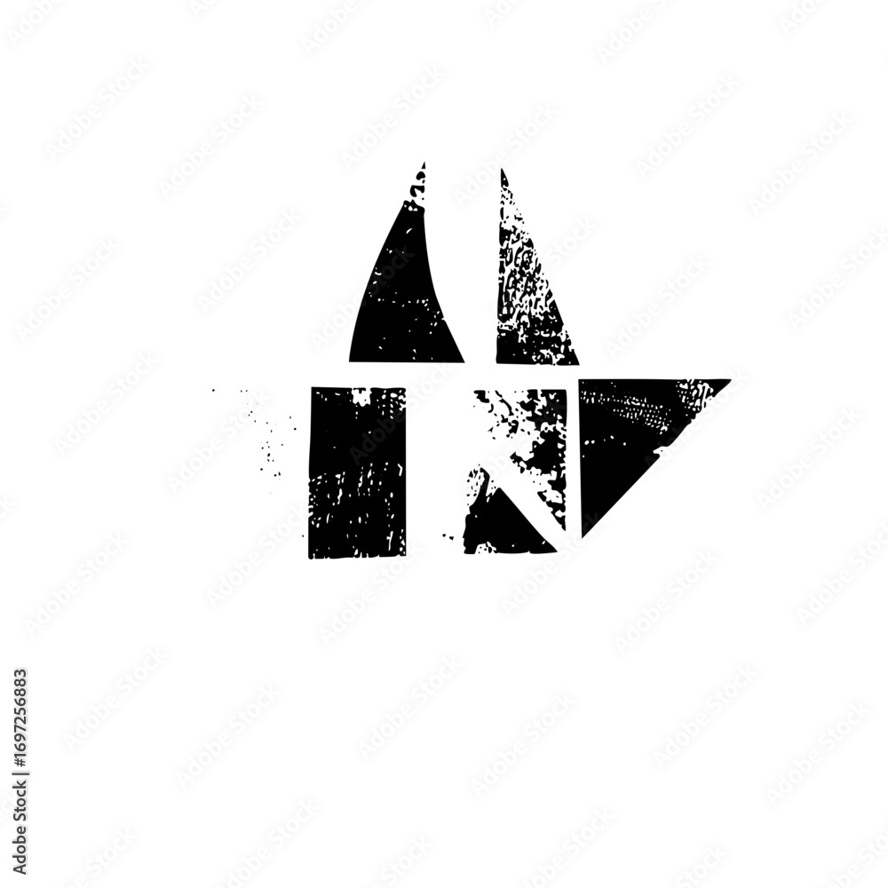 Poster vector geometric arrow with fragmented shapes.