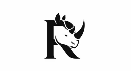 Bold and striking logo design featuring a rhino head incorporated into the letter R
