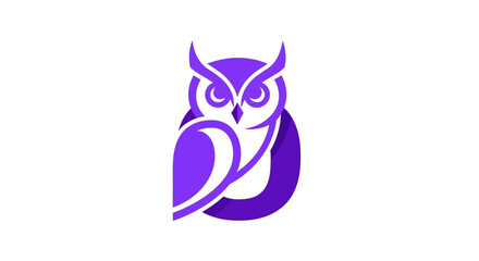Minimalistic purple owl logo with geometric design offering a contemporary and elegant feel