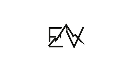 Minimalist logo design featuring stylized mountain peaks integrated with letters EW concept