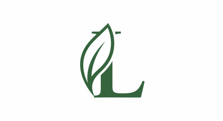 Elegant letter L design with a leaf accent, symbolizing growth, nature and organic essence with