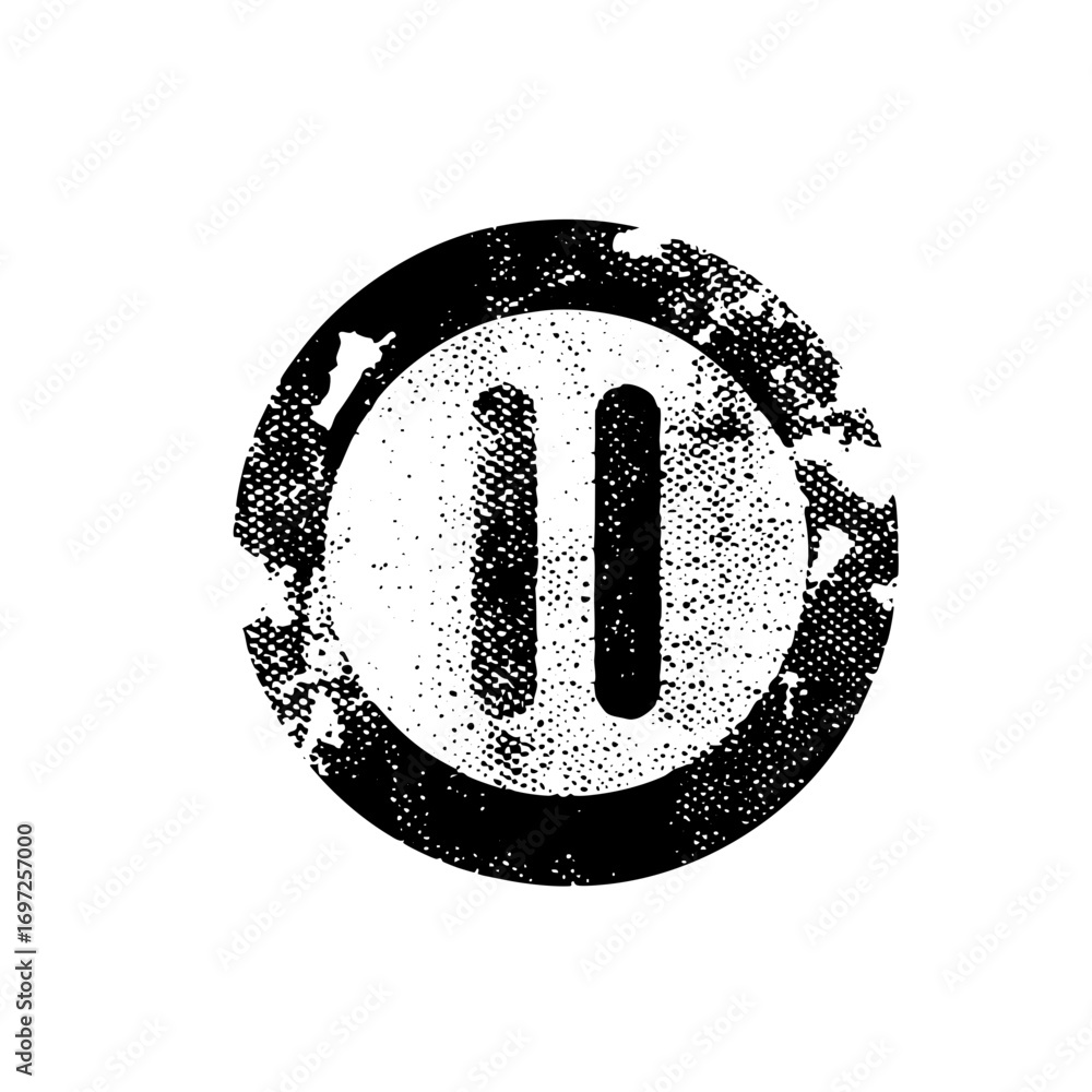 Aufkleber vector distressed pause featuring parallel lines within a circular frame.