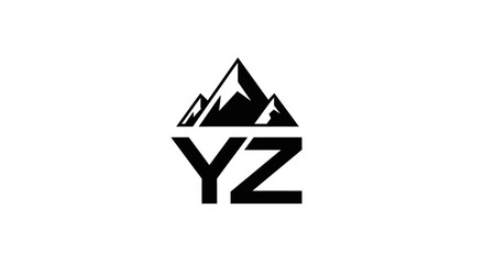 Monochromatic creative logo design featuring mountain range and stylized initial letters YZ