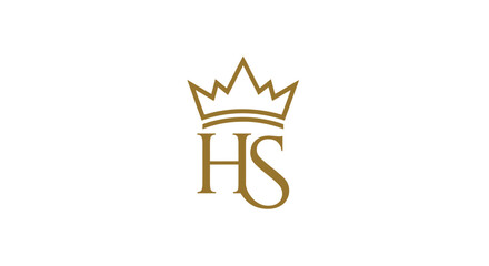 Elegant monogram logo design with a golden crown suitable for luxury brands or companies