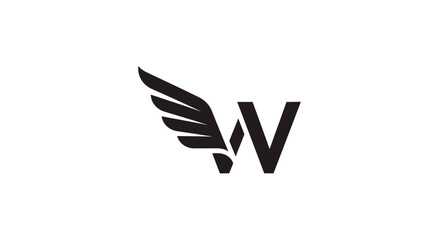 Elegant letter W logo with graceful wing emblem for brand identity and design  concept