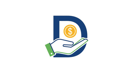 Creative graphic logo representing monetary gains and wealth management using lettermark D