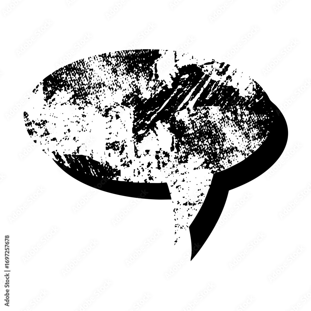Poster vector distressed speech bubble with textured fill.