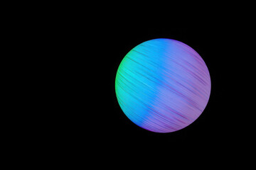 Abstract glowing orb with cyan and magenta hues floating in darkness