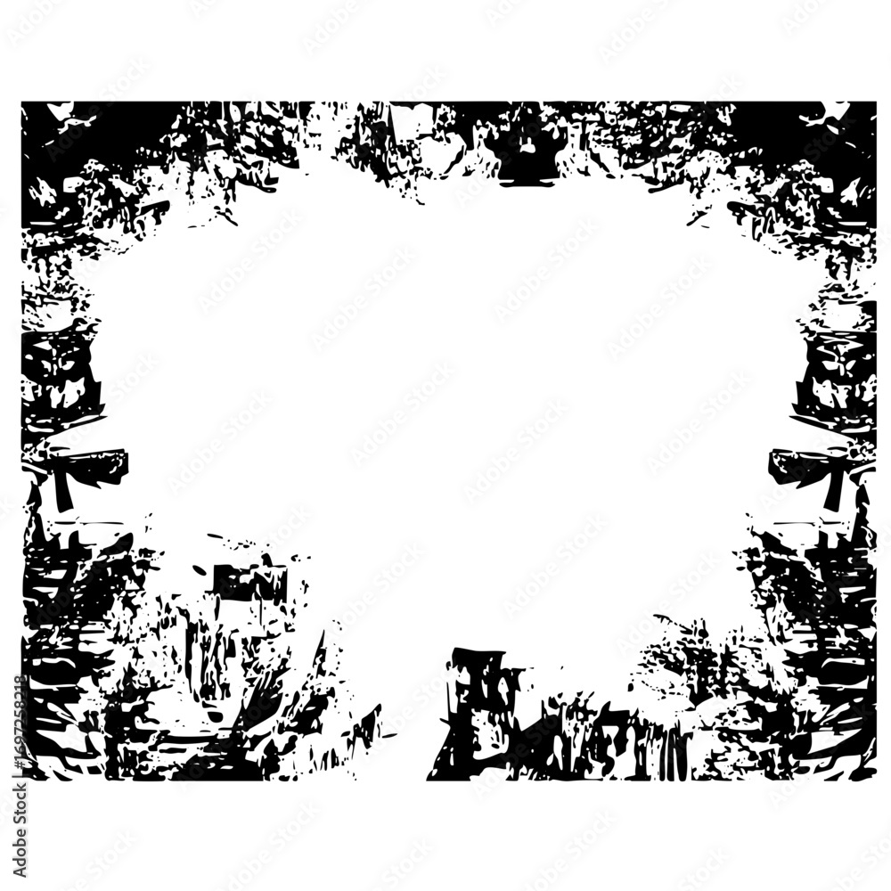 Poster vector distressed rectangular frame with abstract grunge elements.