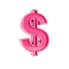 Bright pink 3d dollar sign symbol of wealth prosperity and financial success