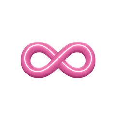 Vibrant pink infinity symbol glowing with internal light for endless possibilities