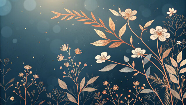 A beautiful, stylized illustration of abstract botanical elements.