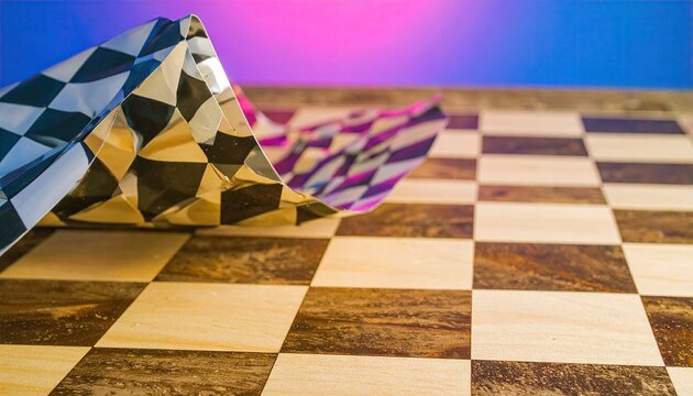 Abstract Checkerboard with Chrome Accents and Gradient